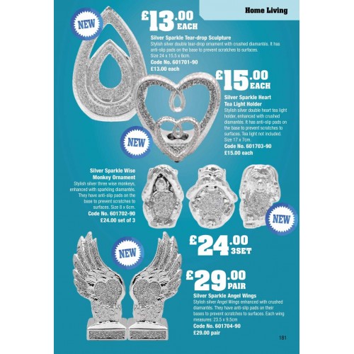 601703 Silver Sparkle Heart Tealight Holder