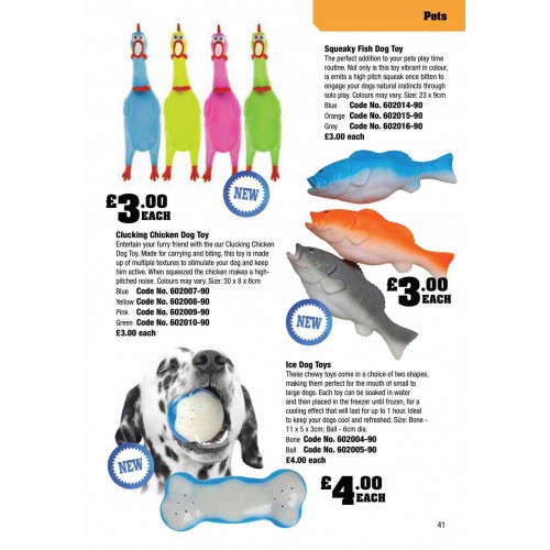 602014 Squeaky Fish Dog Toy Blue