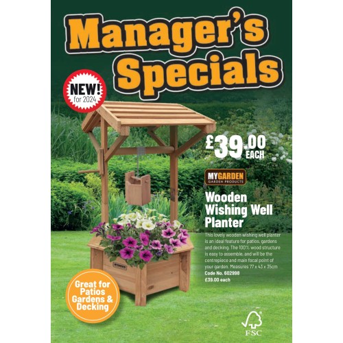 602998 Wooden Wishing Well Planter