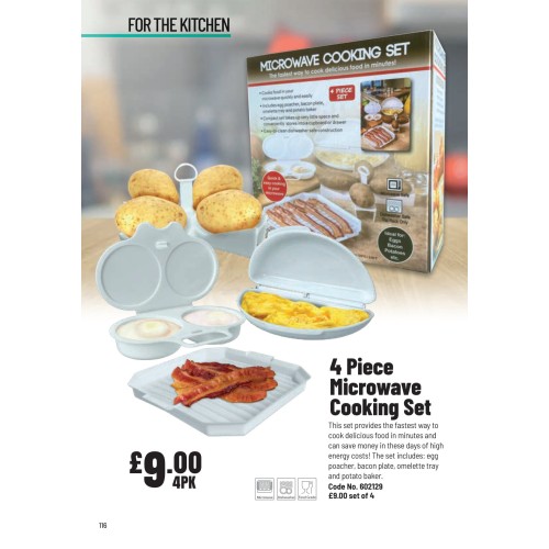 602129 4 Piece Microwave Cooking Set