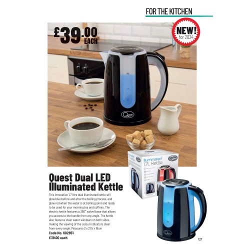 602851 Quest Dual LED Illuminated Kettle