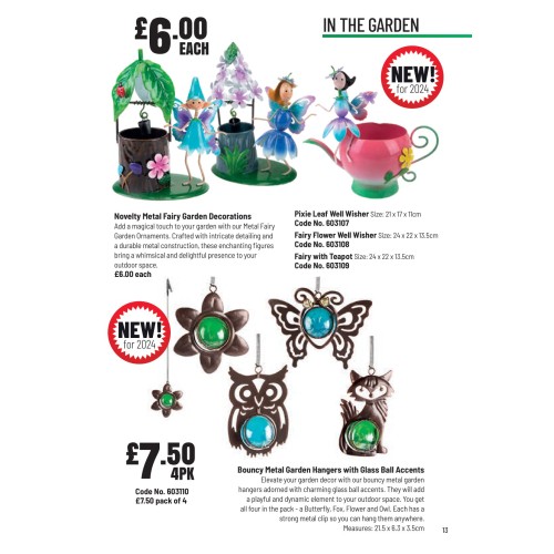 603109 Novelty Metal Fairy With Teapot Ornament