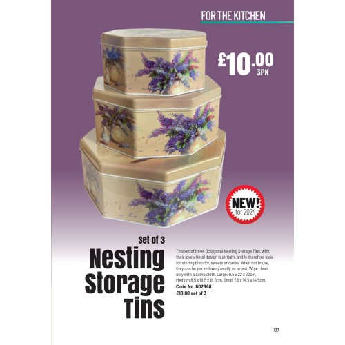 602848 Set of 3 Nesting Storage Tins