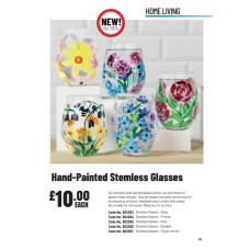 602933 Hand Painted Stemless Glasses - Daisy