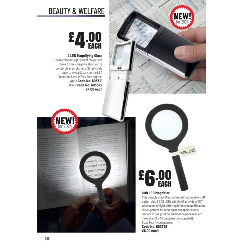 603341 2 LED Magnifying Glass White