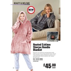 602987 Heated Eskimo Sherpa Hoodie Blanket Grey