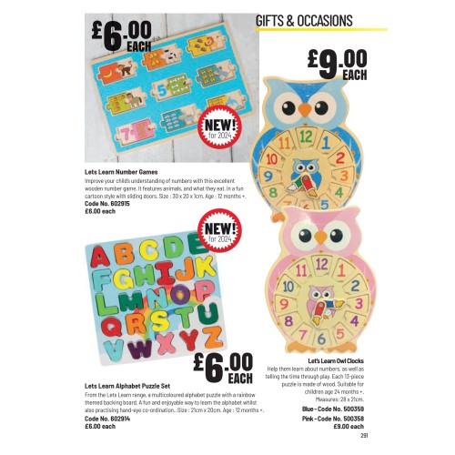 500359 Let’s Learn Owl Clocks Blue