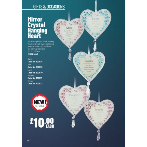 602931 Mirror Crystal Hanging Heart - Daughter