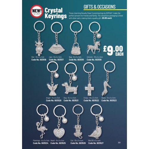 603519 Unicorn Crystal Keyrings