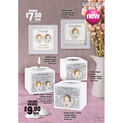 701063 Pebble Angel Tealight Holder- friends 