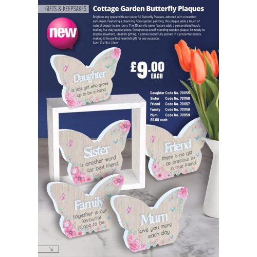 701159 Cottage Garden Butterfly Plaque Mum