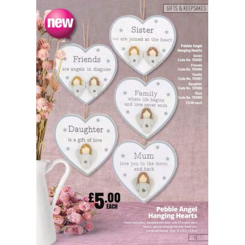 701068 Pebble Angel Hanging Hearts - Daughter