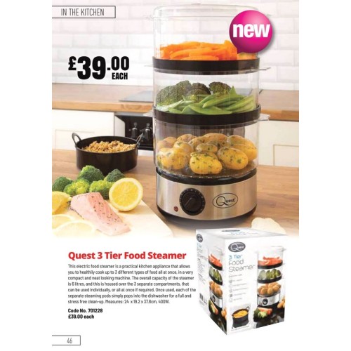 701228 Quest 3 Tier Food Steamer