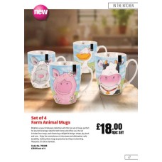 701206 Set of 4 Mugs Farm Animal Mugs