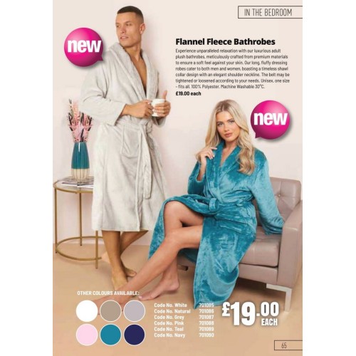 701089 Flannel Fleece Bathrobes - Teal