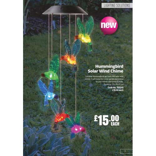 701240 Hummingbird Solar Wind Chime