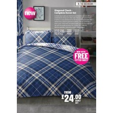 700958 Diagonal Check - Duvet Set - Single