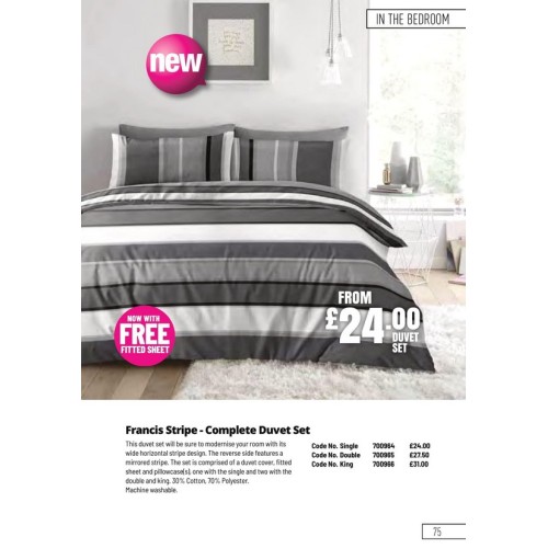 700964 Francis Stripe - Duvet Set - Single