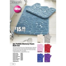 701001 2pc Pebble Memory Foam Bath Set - Aqua