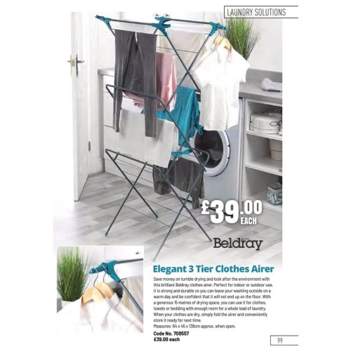 700557 Elegant 3 Tier Clothes Airer 700557