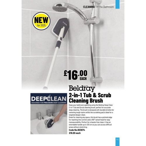 603874 Beldray Deep Clean 2 in 1 Tub and Scrub cleaning brush