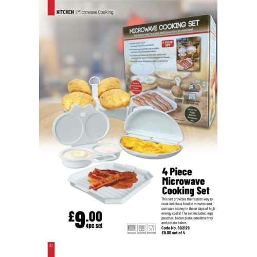 602129 4 Piece Microwave Cooking Set