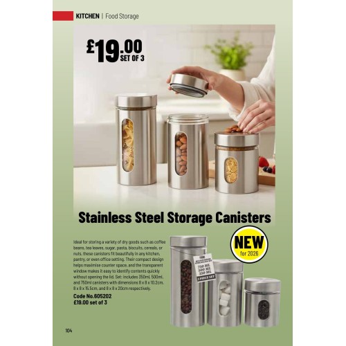 605202 Stainless Steel Storage Canisters