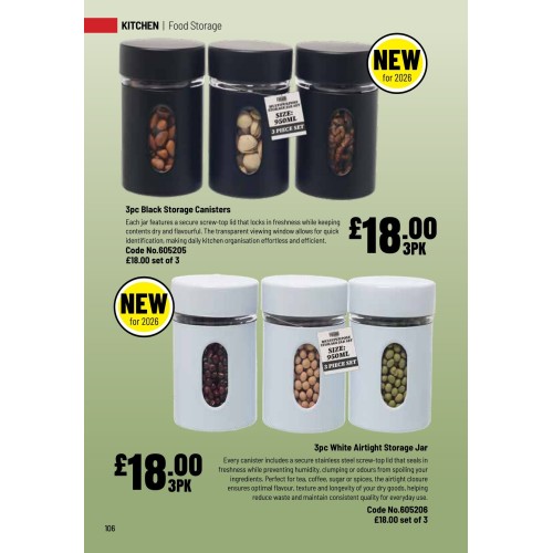 605205 3pc Black Storage Canisters