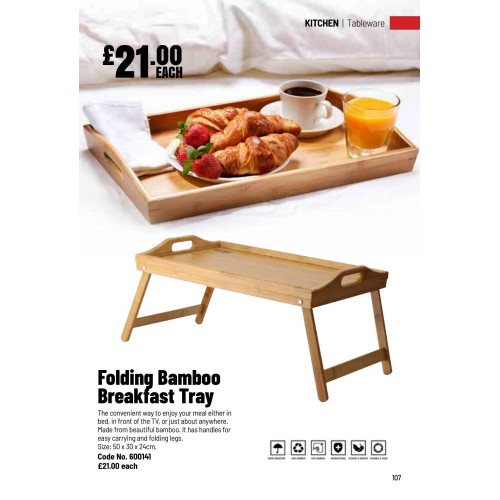 600141 Folding Bamboo Breakfast Tray