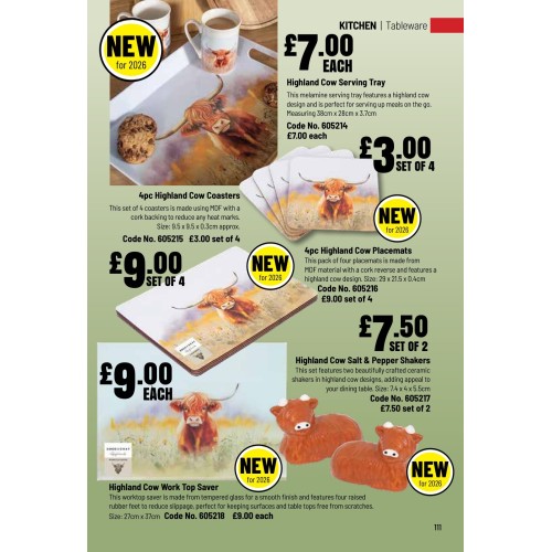 605215 4pc Highland Cow Coasters