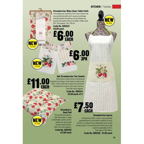 605224 3pk Strawberries Tea Towels