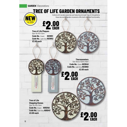 603852 Tree Of Life Hanging Plaque Light Grey