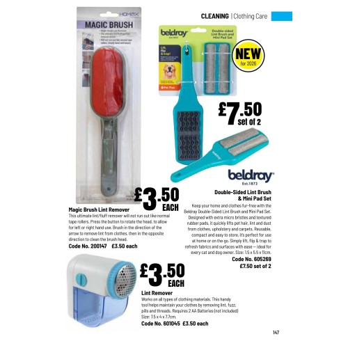 605269 Pet Plus Double-Sided Lint Brush & Mini Pad Set