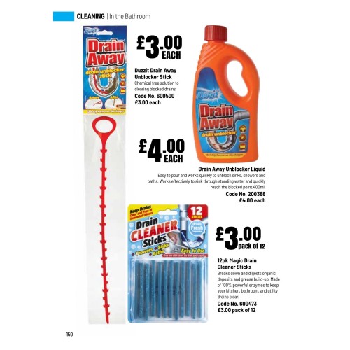 600500 Duzzit Drain Away Unblocker Stick