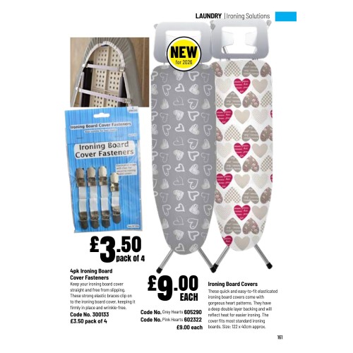 605290 Ironing Board Covers  - Grey Hearts