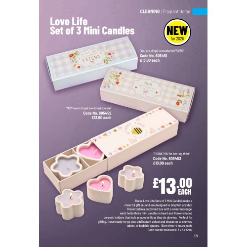 605451 Love Life Set of 3 Mini Candles - Friend