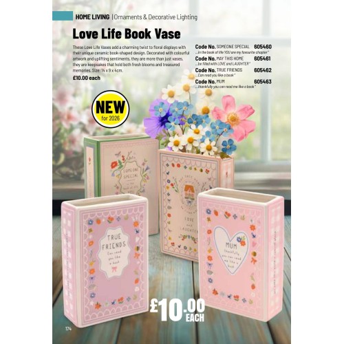 605463 Love Life Book Vase - Mum