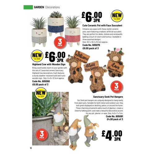 605079 3pk Cute Ceramic Pot