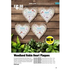 605319 Woodland Robin Heart Plaque - Home