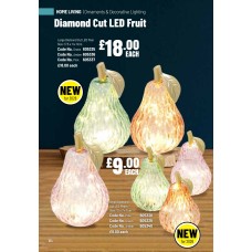 605335 Large Diamond Cut LED Pear  - Green