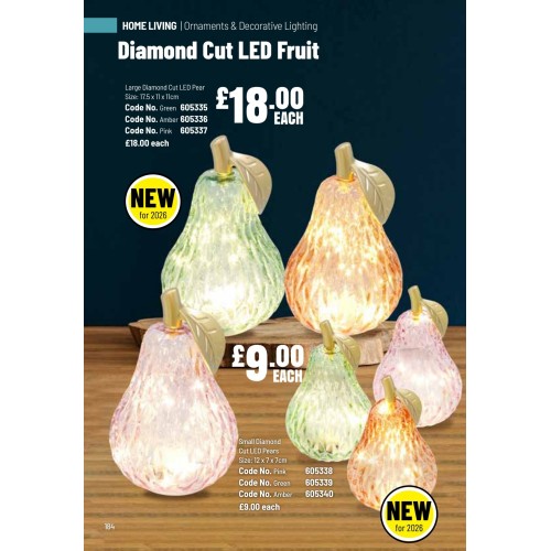 605335 Large Diamond Cut LED Pear  - Green