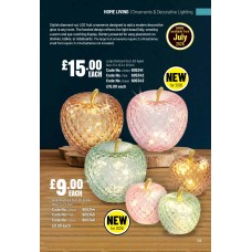 605343 Large Diamond Cut LED Apple - Green