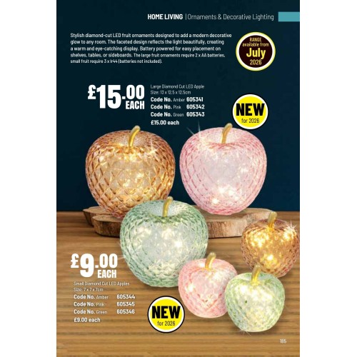 605344 Small Diamond Cut LED Apple - Amber
