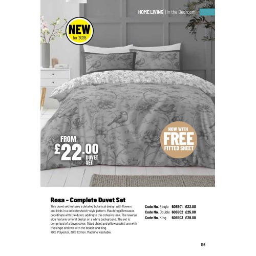 605501 Rosa - Complete Duvet Set - Single 