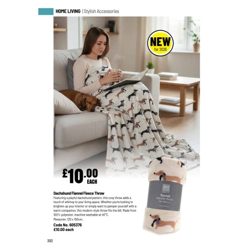 605376 Dachshund Flannel Fleece Throw