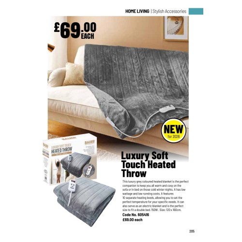 605521 Luxury Soft Touch Heated Throw