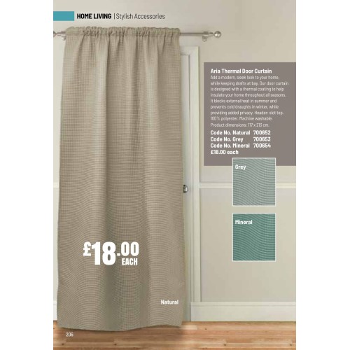 700654 Aria Thermal Door Curtain MINERAL