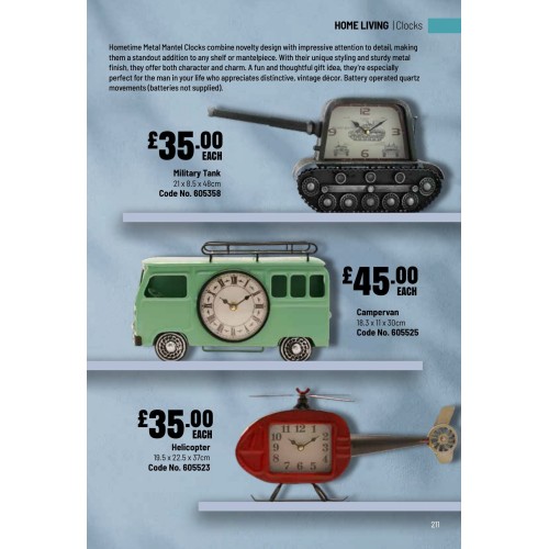 605524 Hometime Metal Clock - Black Motorcycle 