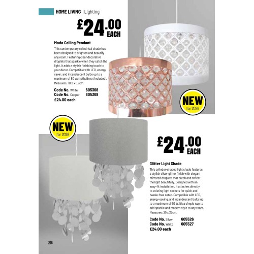 605526 Glitter Light Shade - Silver