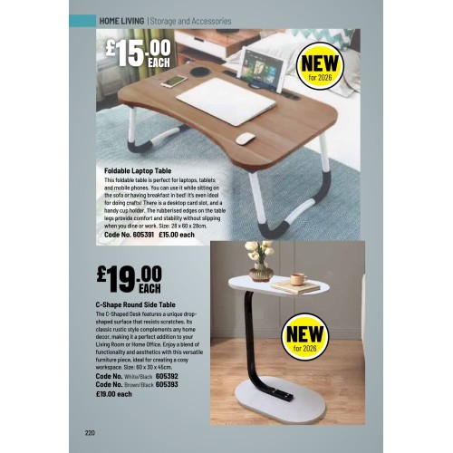 605391 Foldable Laptop Table - Walnut